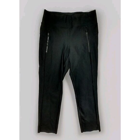 Athleta Mercurial Crop Flare Pants Women's Medium Black Stretch Nylon Mesh - Picture 1 of 14